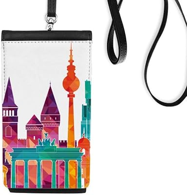 Germany Building Set Architecture Phone Wallet Purse Hanging Mobile Pouch Black Pocket