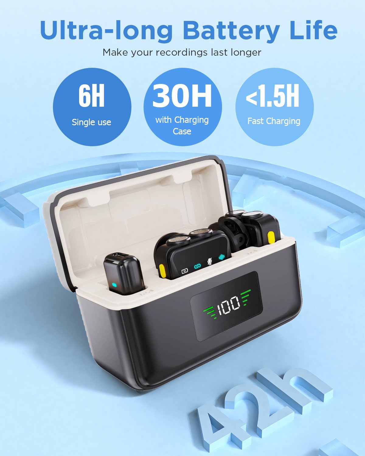 Micrófono Inalambrico Solapa para Teléfono iPhone/Android, Microfone Lapela con Reducción de Ruido para grabación de vídeo, Streaming, Vlogging, Youtube, Tiktok