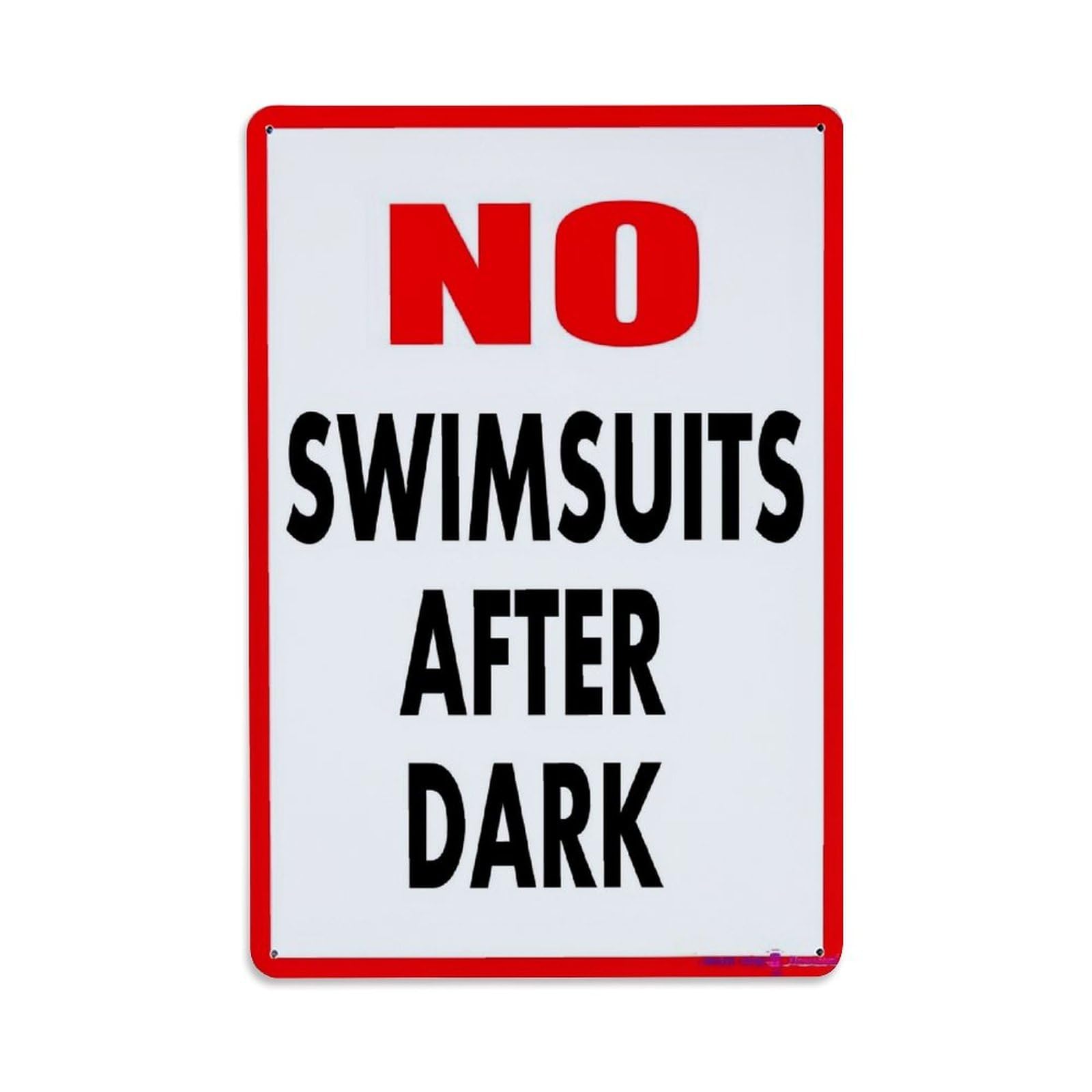 Jdfenggu Vintage No Swimsuits After Dark Retro Metal Tin Sign, Decor Art Poster For Bar, Home, Man Cave, Kitchen, Laundry Room Gift 8X12inch
