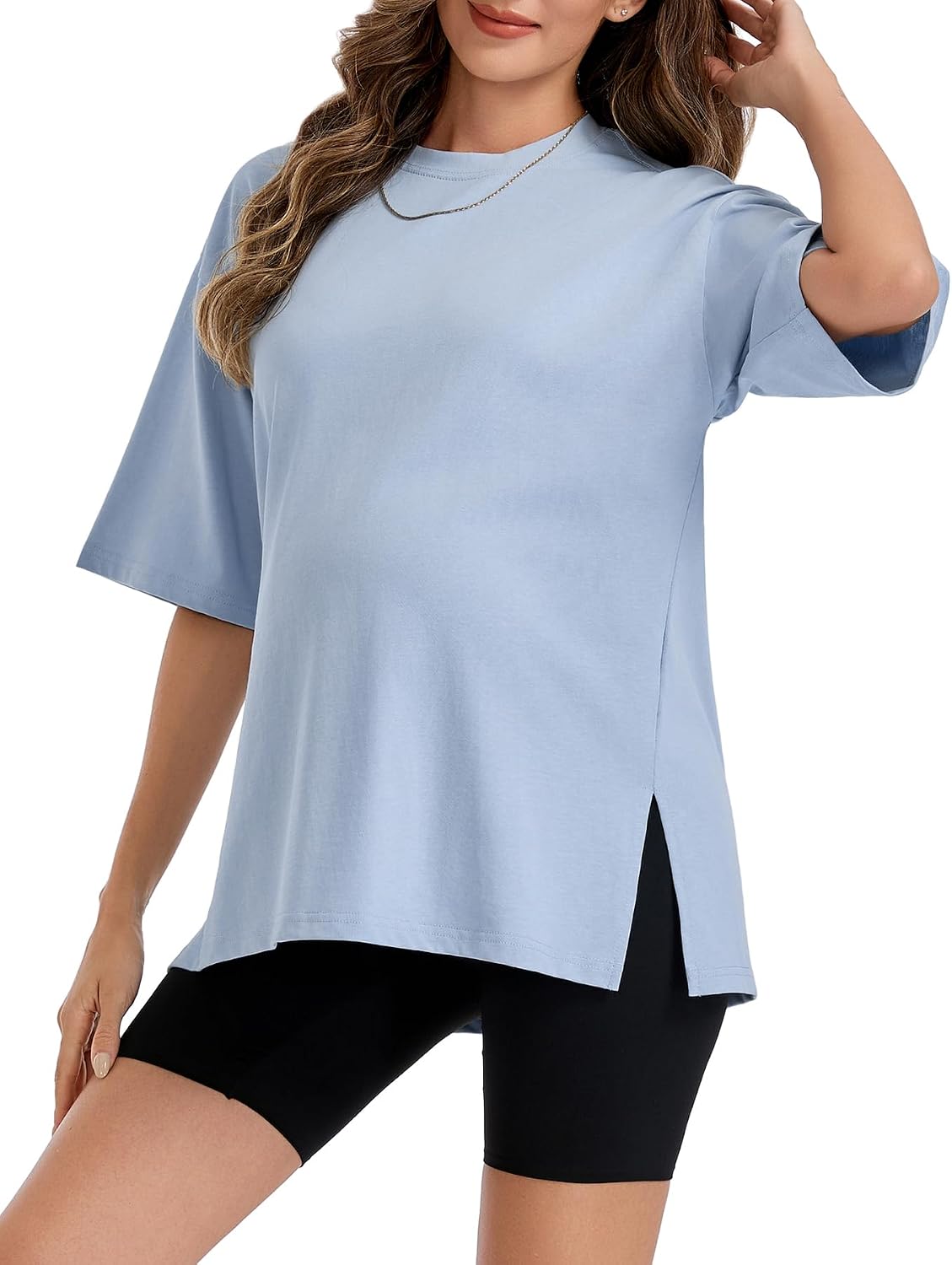 Sosolism 100% Cotton Maternity T-Shirt for Women's Pregnancy Oversized
