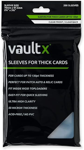 Vault X Thicker Card Sleeves for Thicker Cards - Premium Soft Sleeves for Cards up to 130pt (200pcs)