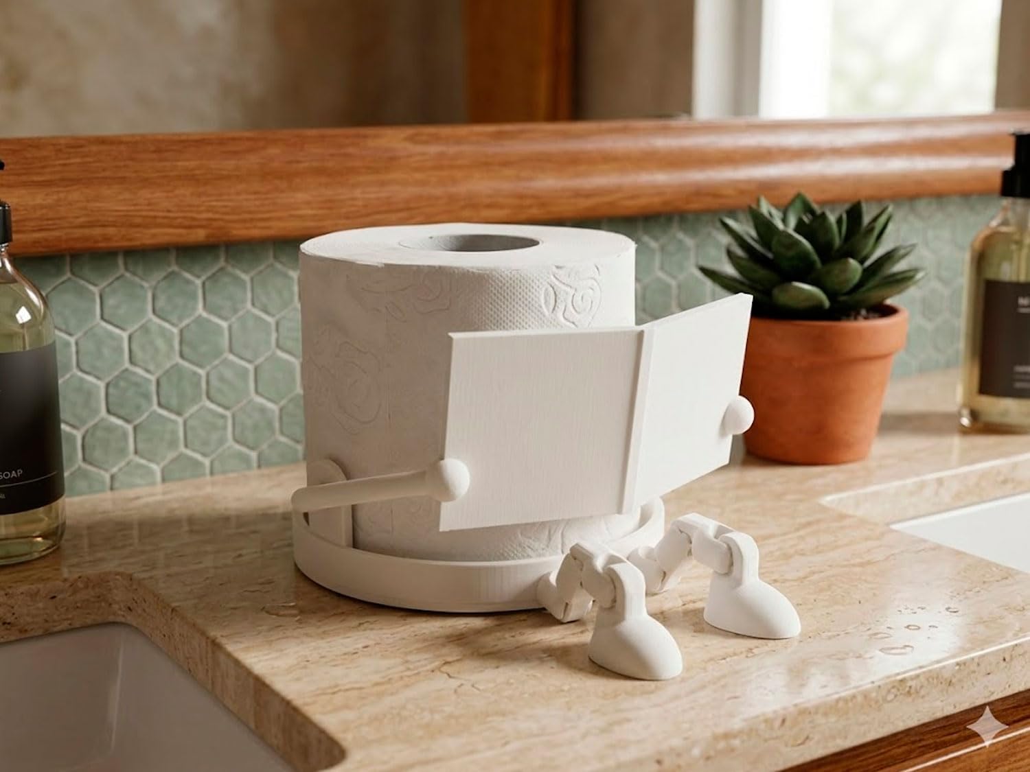 Bathroom Decor Toilet Paper Holder, Funny Toilet Paper Roll Stand, Cute Mini Chair Toilet Paper Holder for Bathroom Countertop, White Bathroom Accessories, Novelty Bathroom Decor for Guest Bathroom