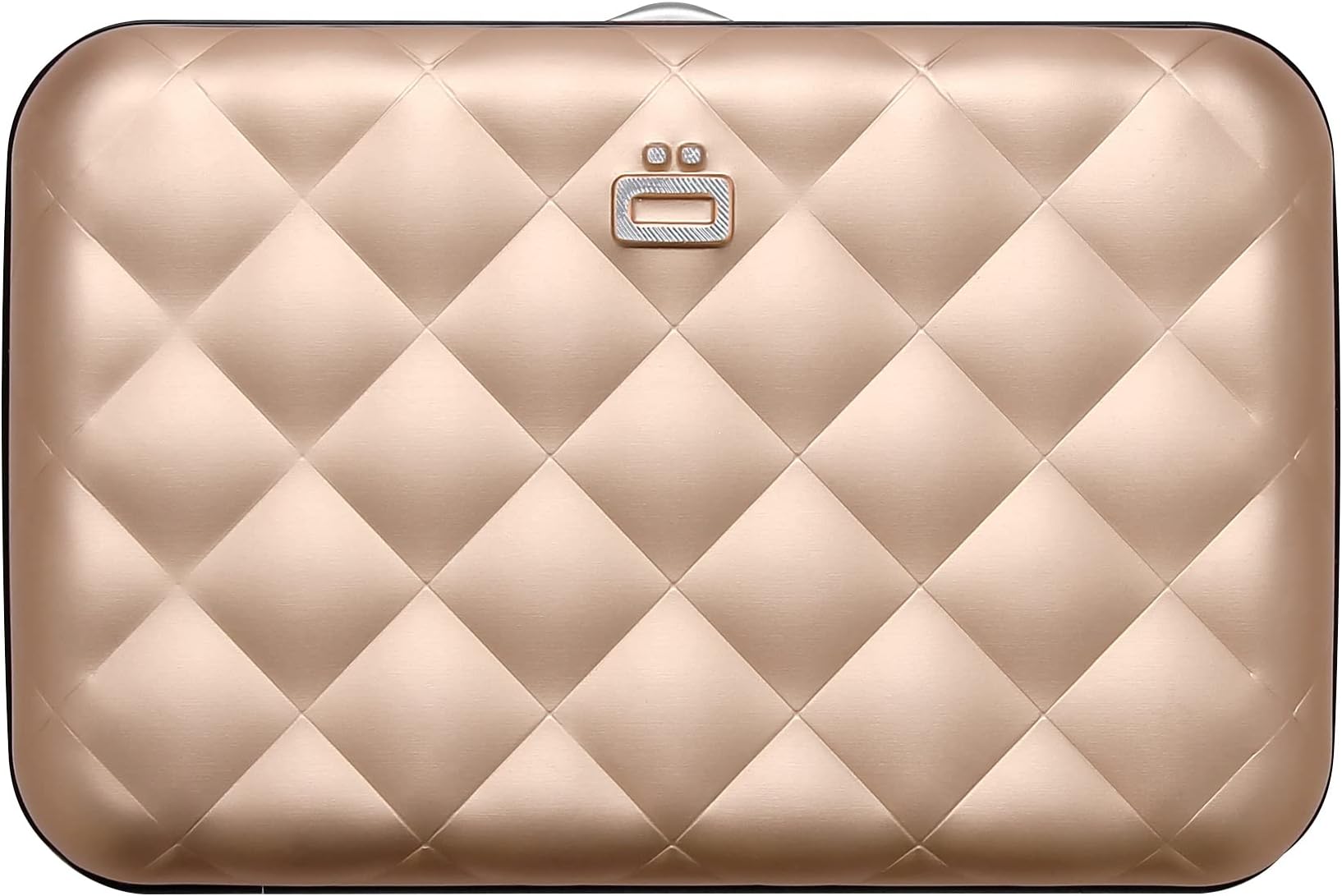Card Holder for Women, Rigid Aluminium with Quilted Effect, RFID Protection Against Fraud and demagnetization, Compact Wallet, Lady Case Helsinki Model (Rose Gold)