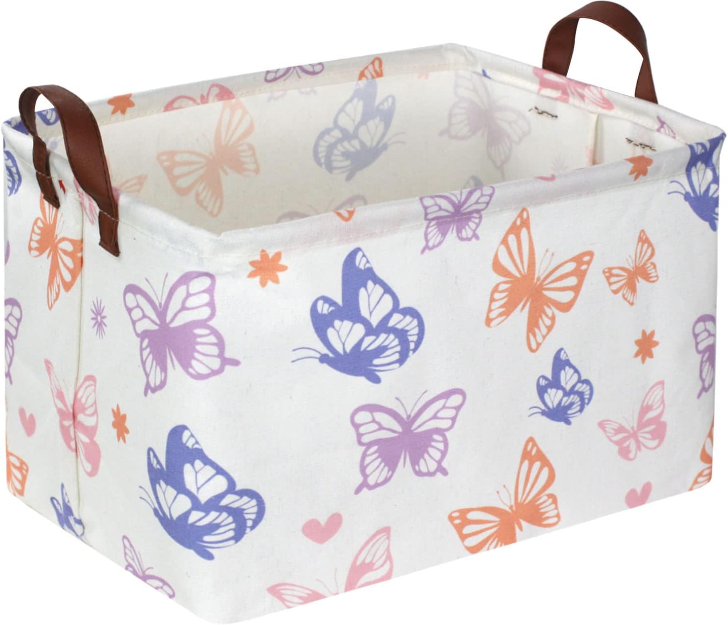 Rectangular Baby Girl Basket,Buttfly Storage Basket,Kids Storage Bin,Organizer with Handles for Girls Room Decor,Cute Basket,Toy Bin,Gift Box,(Butterfly)