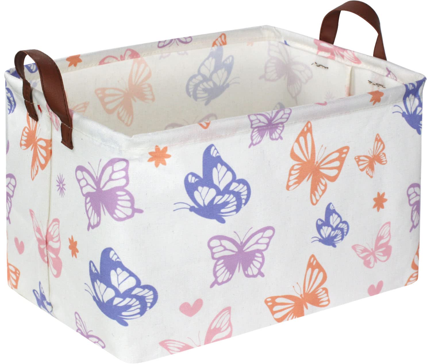 Rectangular Baby Girl Basket,Buttfly Storage Basket,Kids Storage Bin,Organizer with Handles for Girls Room Decor,Cute Basket,Toy Bin,Gift Box,(Butterfly)