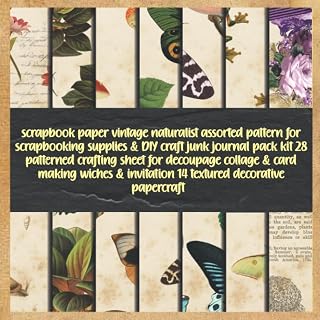 scrapbook paper vintage naturalist assorted pattern for scrapbooking supplies & DIY craft junk journal pack kit 28 patterned crafting sheet for ... invitation 14 textured decorative papercraft