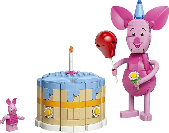 LEGO │ Disney Piglet’in Doğum Günü Eğlencesi 43305-9 Yaş ve Üzeri Çocuklar için Mumlu Doğum Günü Pastası ve Disney Piglet Minifigürü İçeren Yaratıcı Oyuncak Yapım Seti, Hediye Fikri (544 Parça)