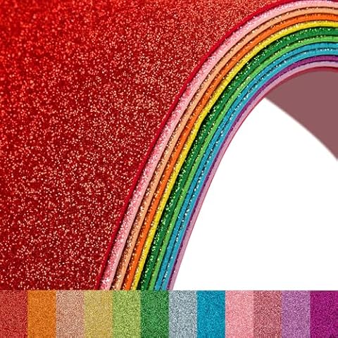 12 Pack Glitter Foam Sheets Craft 7.9 x 11.8 inch, 12 Colors Sparkles Foam Paper for Art Crafts Projects, Classrooms Scrapbook Gift DIY Cutters Card Party Decoration (Multicolor-01) Cover