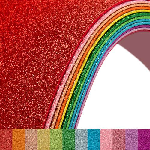 12 Pack Glitter Foam Sheets Craft 7.9 x 11.8 inch 12 Colors Sparkles Foam Paper for Art Crafts Projects Classrooms Scrapbook Gift DIY Cutters Card Party Decoration (Multicolor-01)