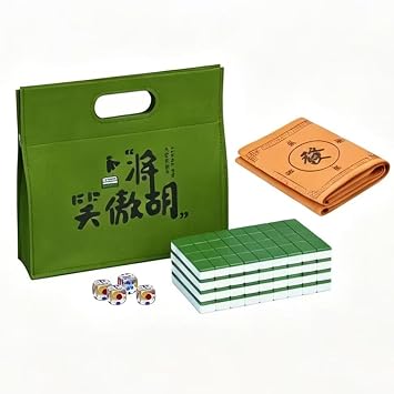 Professional Traditional Chinese Mahjong Set - 30mm 146 Tiles Green & White Melamine with Dice,Storage Case Green