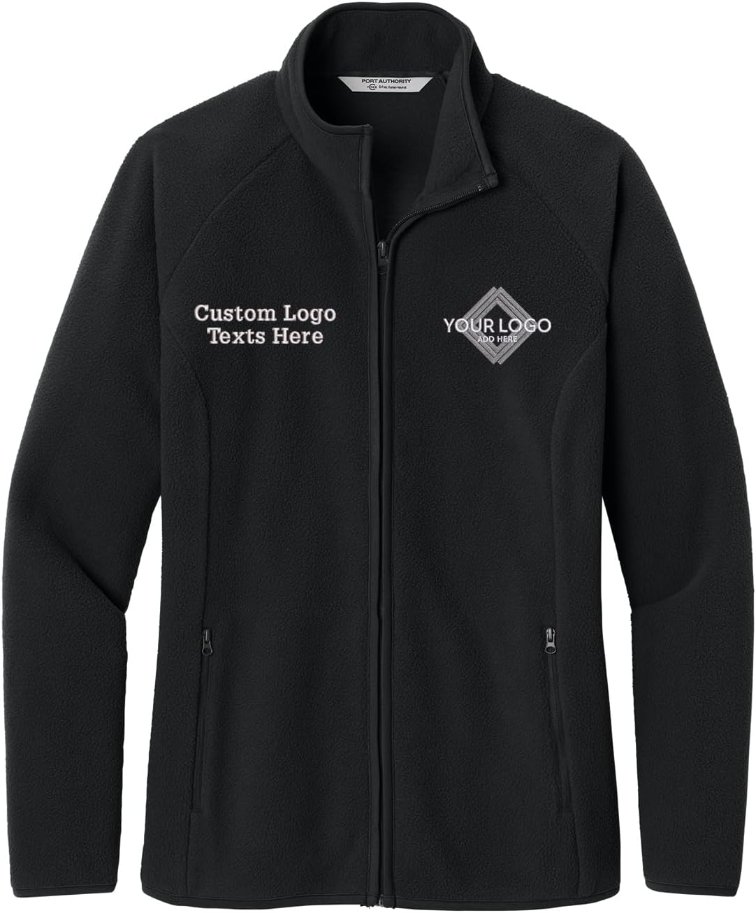 INK STITCH Women L700 Custom Embroidery Add Logo Texts Eco Friendly Fleece Full Zip Up Jackets