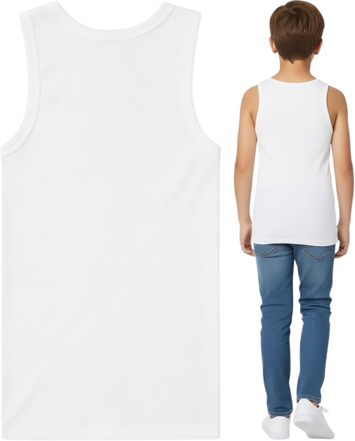 ToBeInStyle Boy's Pack 3 or 6 100% Cotton Preshrunk A-Shirt Classic Fit Tank Tops Undershirts