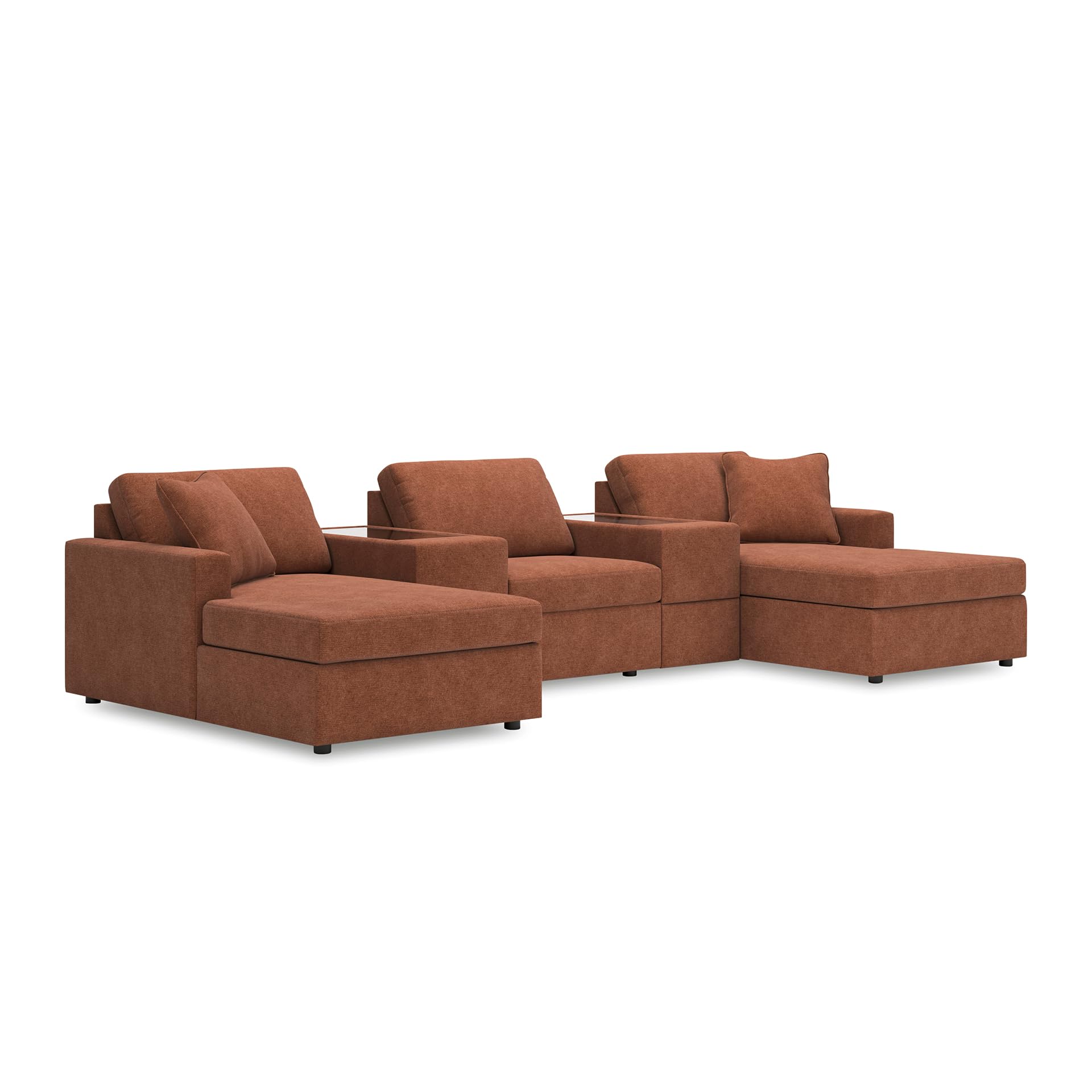 Signature Design by Ashley 5-Piece Modular Pit Sectional Sofa, Spice