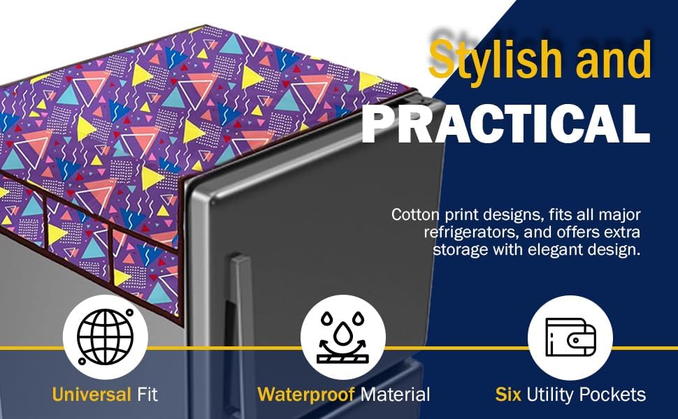 Image of MAXIMUS Dust & Stain Free Waterproof Fridge Top Cover | Refrigerator cover | Washable Material Fridge cover | 6 Utility Pockets (Purple)
