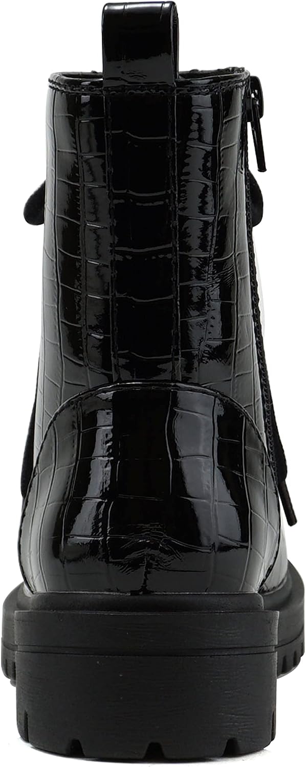 Soda FIRM - Lug Sole Combat Ankle Bootie Lace up w/Side Zipper