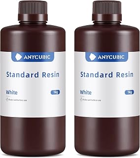 ANYCUBIC 3D Drucker Resin, UV 405nm Standard Rapid Photopolymer Resin, mit Hoher Genauigkeit und Schneller Aushärtung und Hervorragender Fließfähigkeit für den LCD DLP 3D Printer (Weiß,1kg,2pcs)
