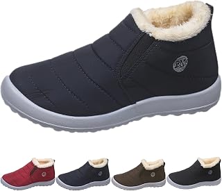 Women Waterproof Warm Winter Snow Boots Comfortable Soft Plush Lightweight Non-slip Slip on Short Boot for Cold Weather Outdoor Hiking Camping Ankle Boots