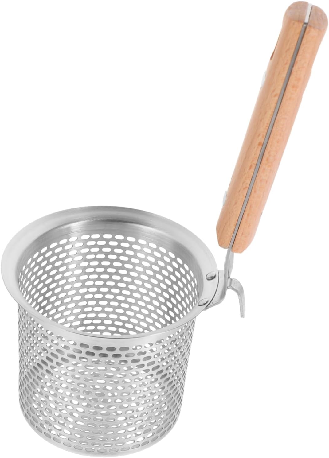 GLEAVI Stainless Steel Mesh Strainer Spoon with Wooden Handle Cooking Tool for Frying Pasta Noodles and Hot Pot Resistant Kitchen Colander Efficient Food Filtering
