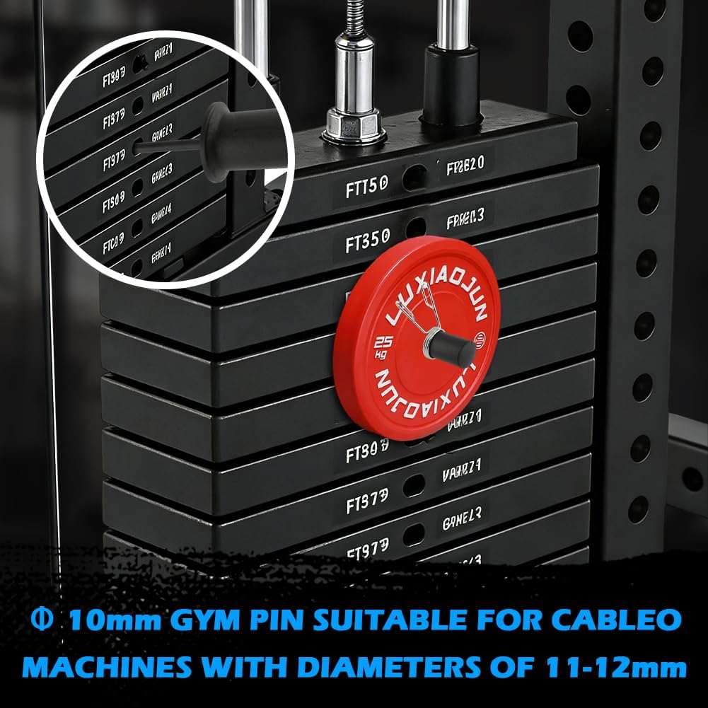 Reinforced Weight Stack Pin 60kg/132lbs Max Load Capacity Weight Stack Extender Pin Strength Training Equipment for Cable Machines & Home Gym - 10mm x 110mm