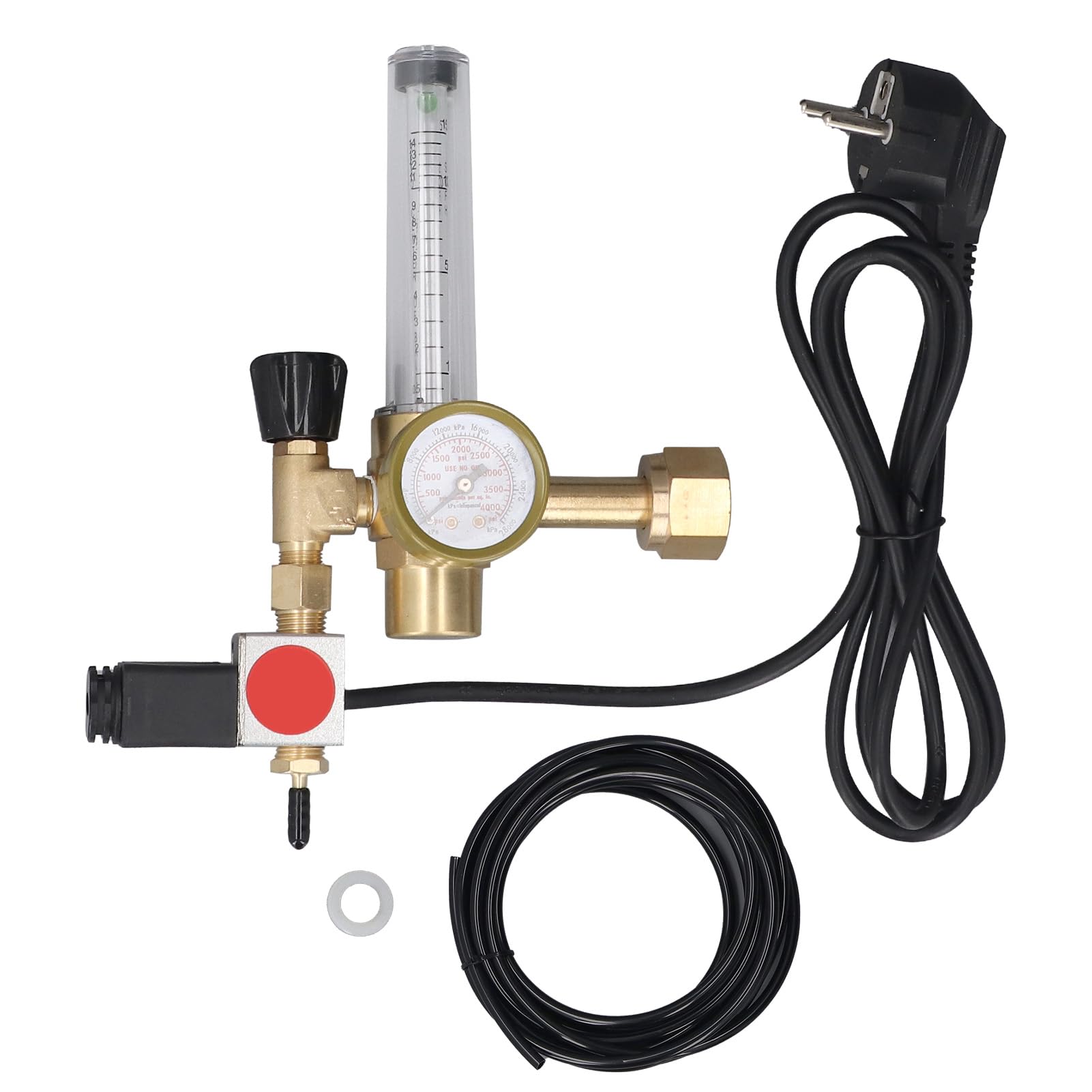 Jeffergarden CO2-Regler mit Magnetventil und Durchflussmesser CGA320 Messing-Einlassgasregler für Indoor-Hydrokultur-Zelte (EU-Stecker 220 V)