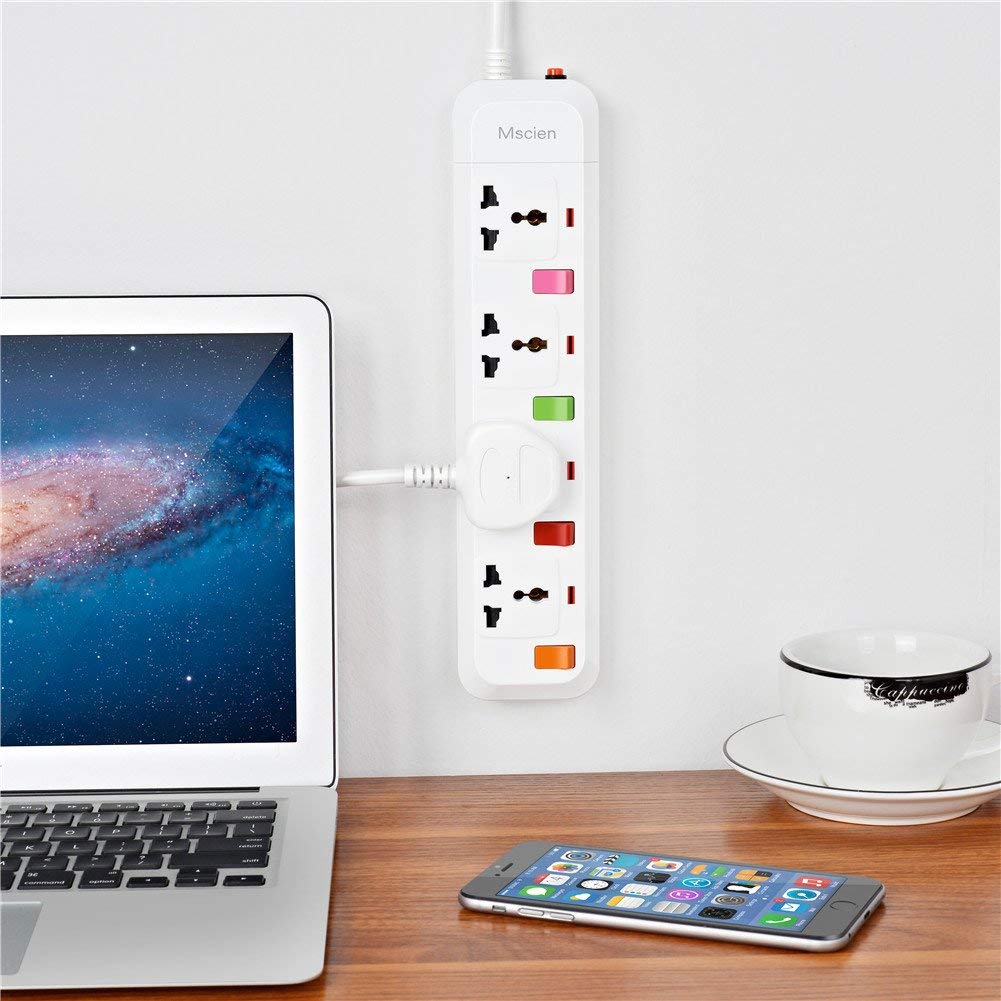 MS ASDF26 UK to USA Travel Extension Lead 4 Way Power Strip