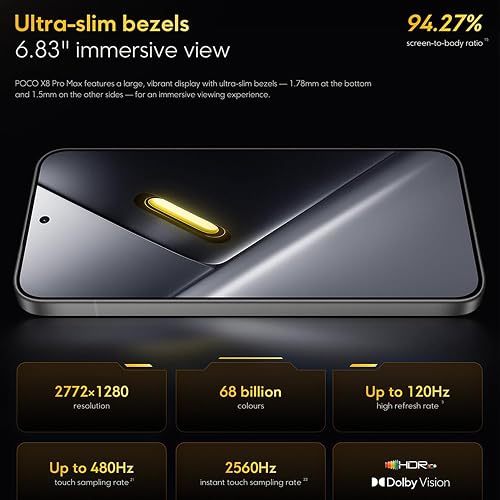 XIAOMI POCO X8 Pro Max 5G, 12+512 GB, Android 16, Nero, Mediatek Dimensity 9500s, 50 MP Light Fusion 600 con OIS, 8500 mAh, 100 W, con caricatore - 6