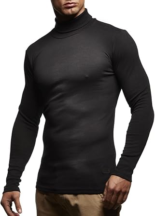 Leif Nelson Mens Longsleeve T-Shirt Casual Stylish Turtle-Neck Shirt For Men Slim Fit LN-WI