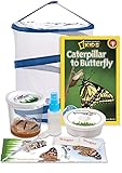 Live Butterfly Growing Complete Kit - Includes 5 Live Caterpillars - All-in-One Set with Net Cage, Food, and Rearing Supplies - Book Bundle