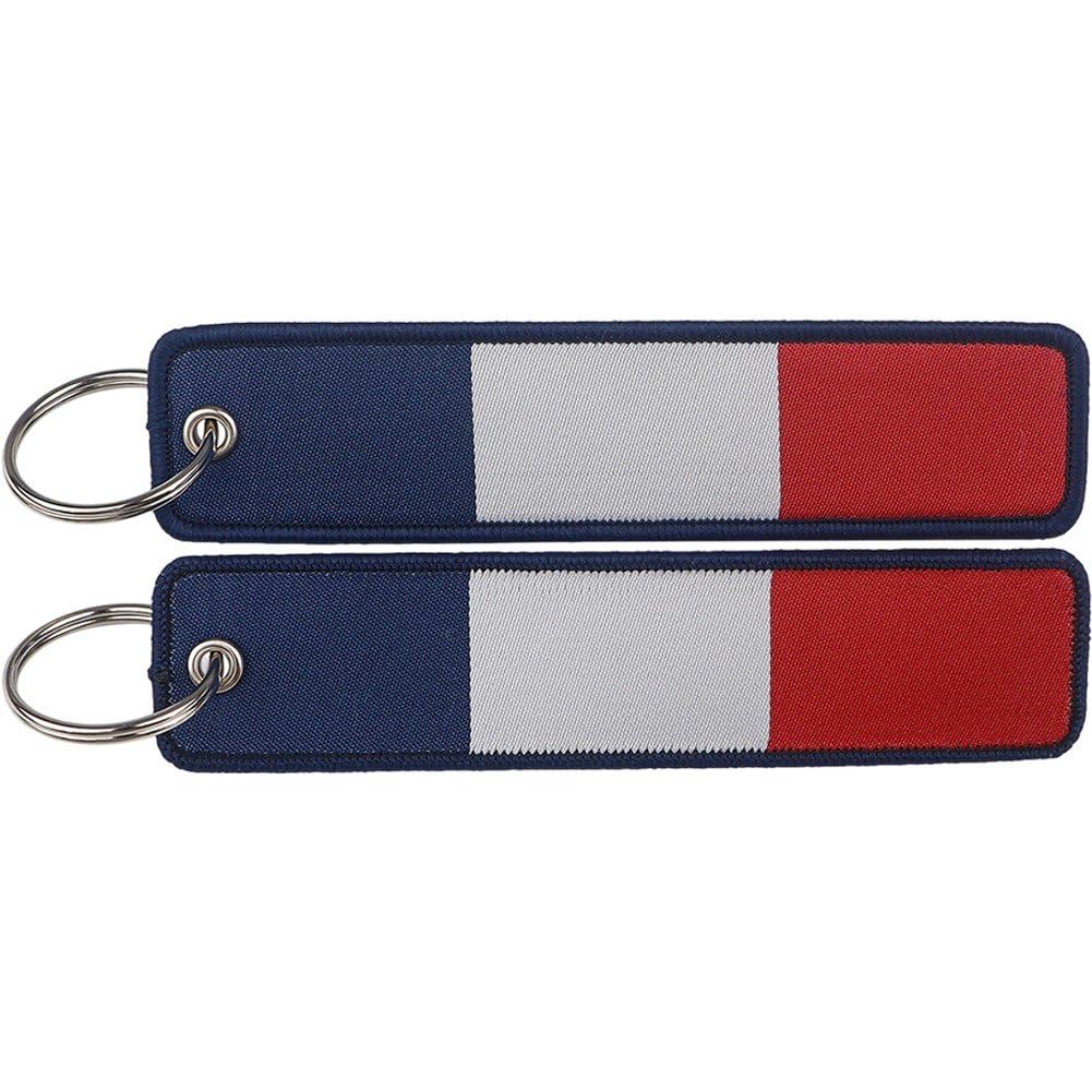 Sslvya 2 Pcs France Flag Keychain Tag with Key Ring, Patriotic Label Key Ring Country Flag Key Tag for Car Keys, Motorcycle