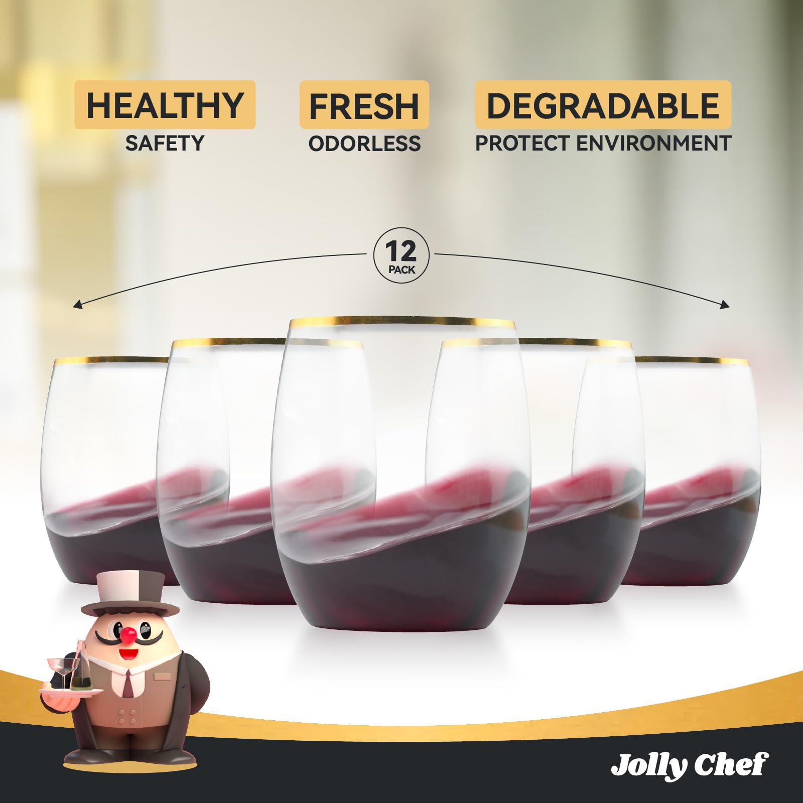 JOLLY CHEF Gold Champagne Flutes - 32 Pack -5 JOLLY CHEF Gold Champagne Flutes - 32 Pack -5
