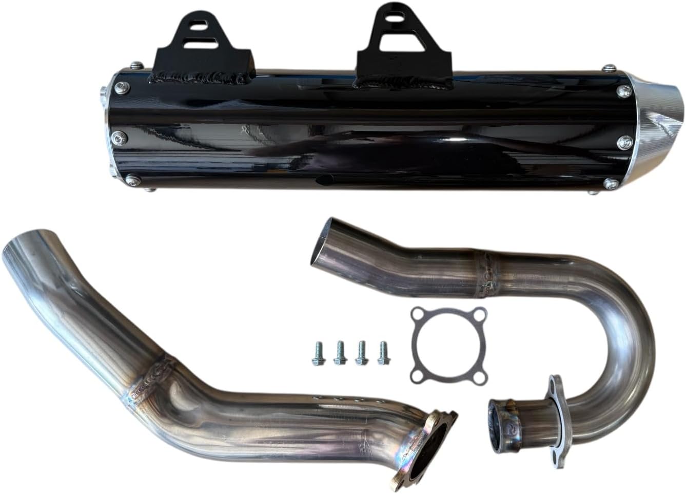 Dasa Exhaust Complete System Black Classic Edition compatible with Yamaha YFZ450R YFZ450X Black/Brush/Grey