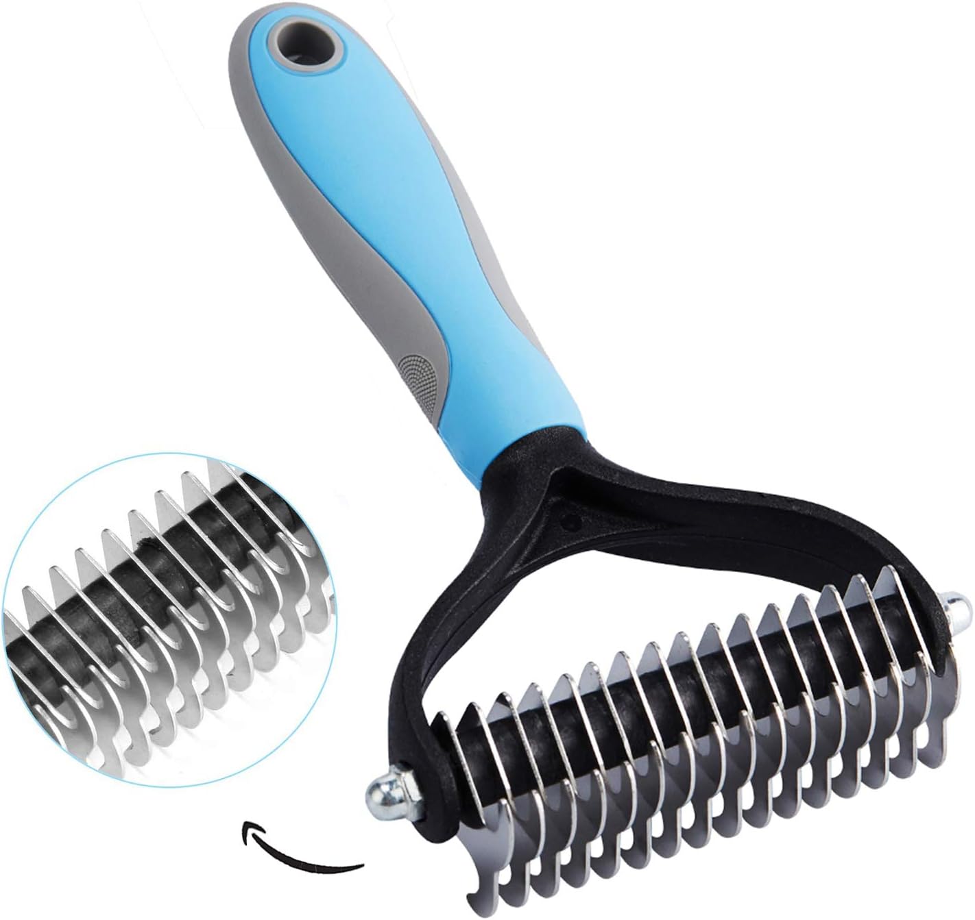 HoneySheep Pet Dematting Comb,16 Teeth Double Sided Undercoat Rake for Dogs Tangles Removing