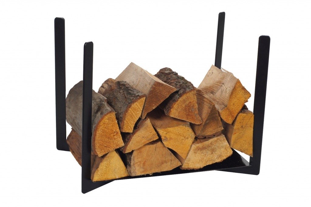 Rack à bûches en acier noir compact pour éviter l'humidité du bois de chauffage