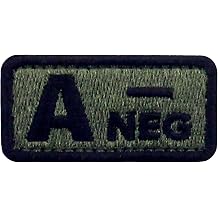 EmbTao Type A Negative Tactical Blood Type Patch Embroidered Morale Applique Fastener Hook & Loop Emblem - Green & Black - 2"x1"