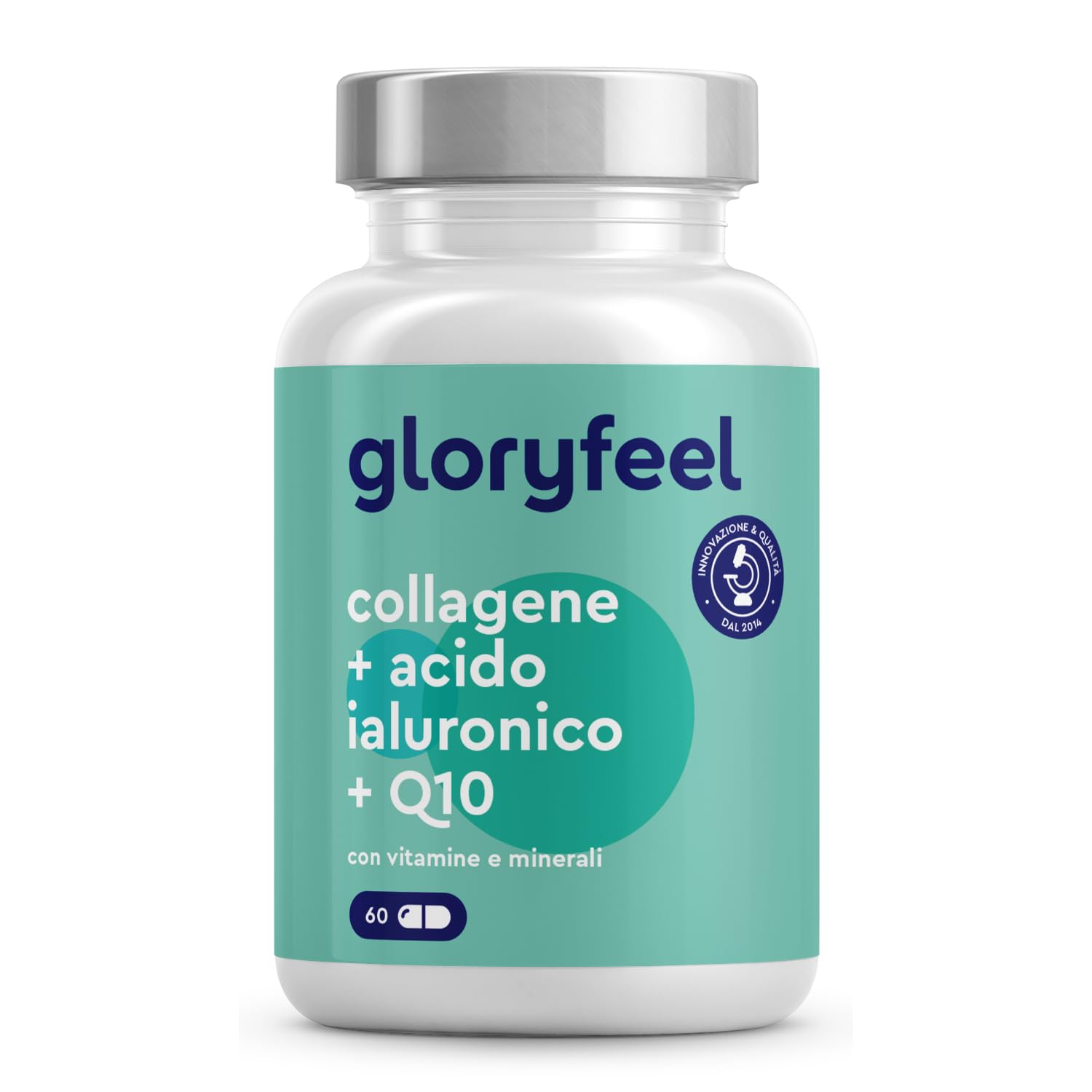 Marine Collagen with Hyaluronic Acid, with Coenzyme Q10, Vitamin C and Zinc, Vitamins A, B12, D3, Magnesium, 60 Capsules, Hydrolyzed Marine Collagen, Collagen Supplement Skin, Bones and Joints