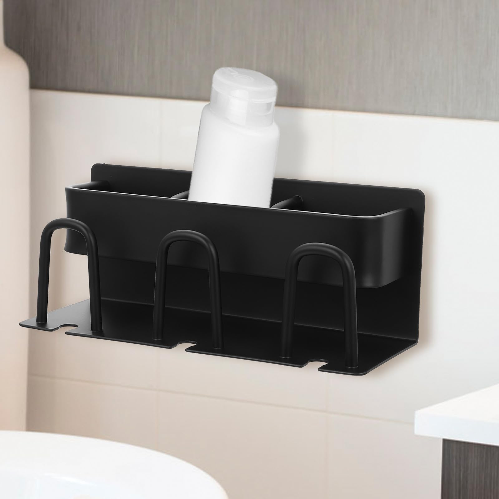 Porta Spazzolini da Parete in Alluminio Nero Organizer Bagno Multifunzionale per Spazzolini Elettrici e Dentifricio Supporto con Drenaggio Naturale per Bicchieri Facile da