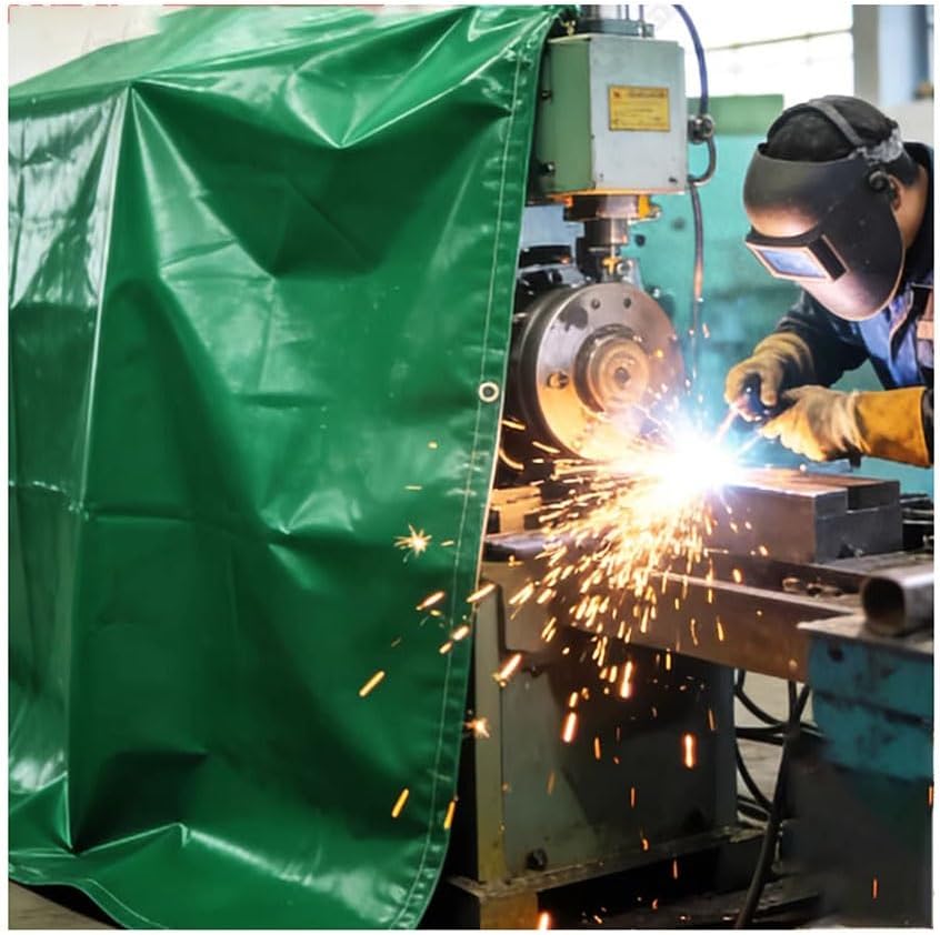 Welding Blankets, 750 GSM Welding Blanket, Heavy Duty Fiberglass Fire Retardant Tarp with Grommets, Waterproof Heat Resistant Cover for Welding, Cutting, Grinding(4.8X9.8M)