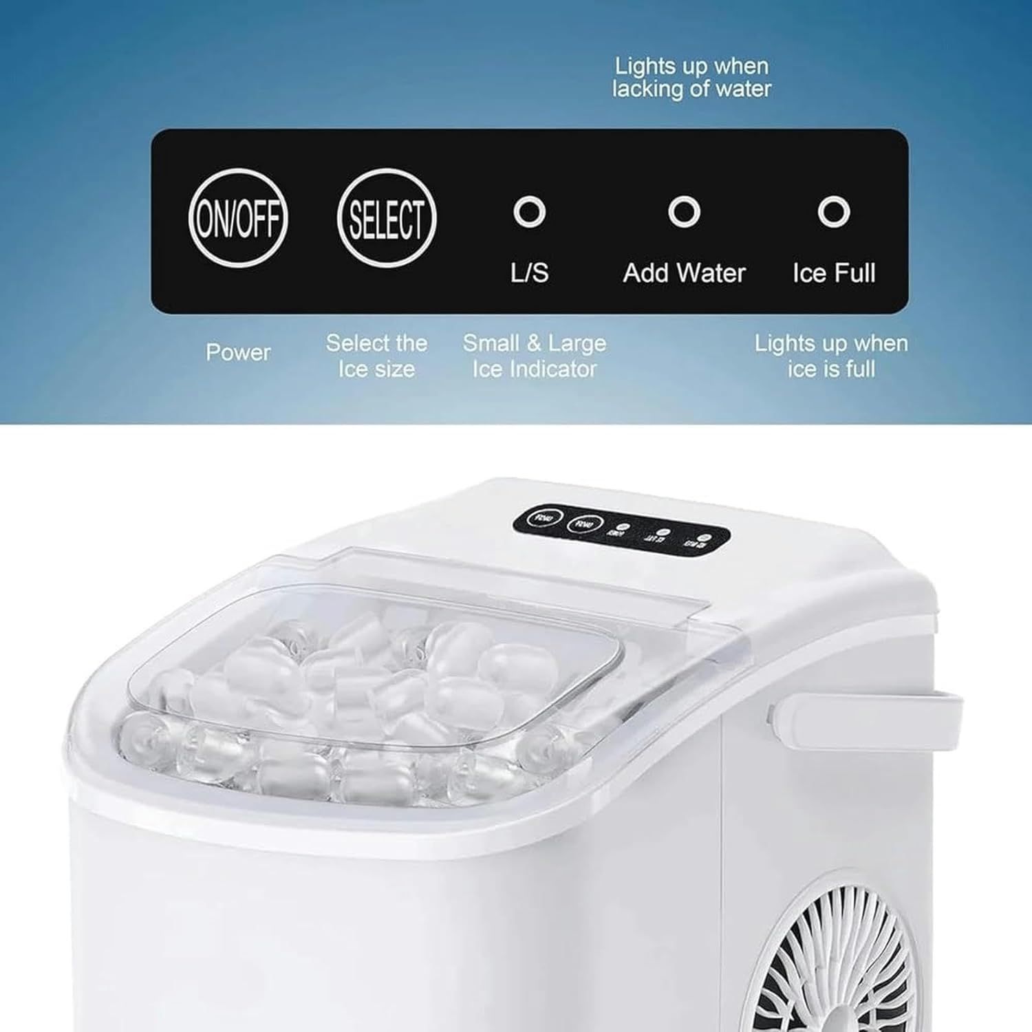 AMNOOL mdlian Countertop Ice Maker Ice Maker Machine 26.5lbs/24Hrs Portable Ice Maker Machine with Self-Cleaning