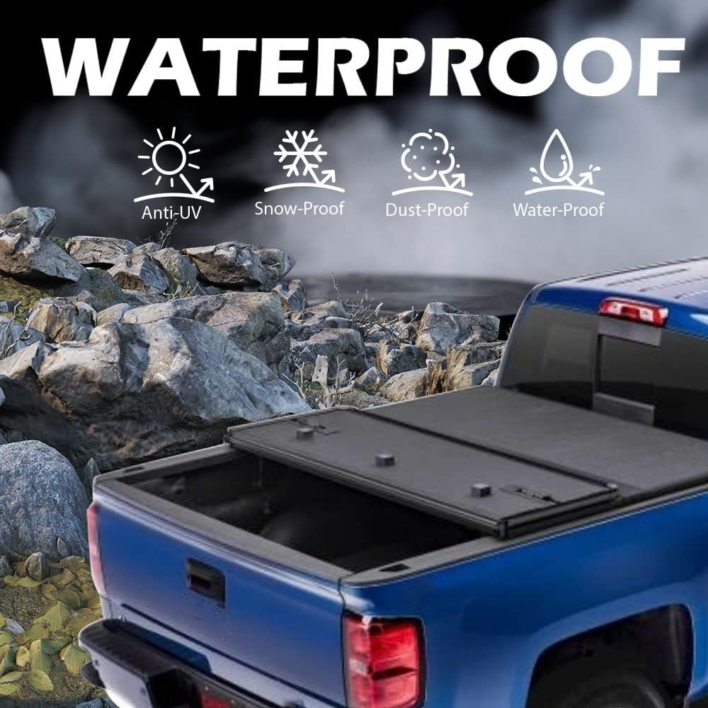 PIT66 Upgrade Hard Trifold Truck Bed Tonneau Cover, Compatible with 2007-2013 2014 HD Chevy Silverado/GMC Sierra 1500, 6.5' Short Bed