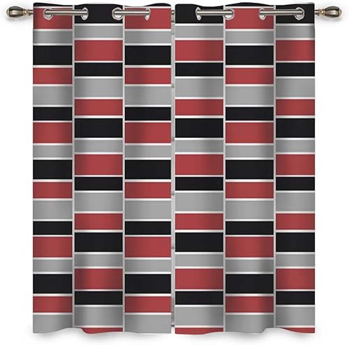 Cortinas de oscurecimiento de habitación con patrón de rayas japonesas a cuadros, 2 paneles de cortinas opacas con patrón geométrico de 55 pulgadas