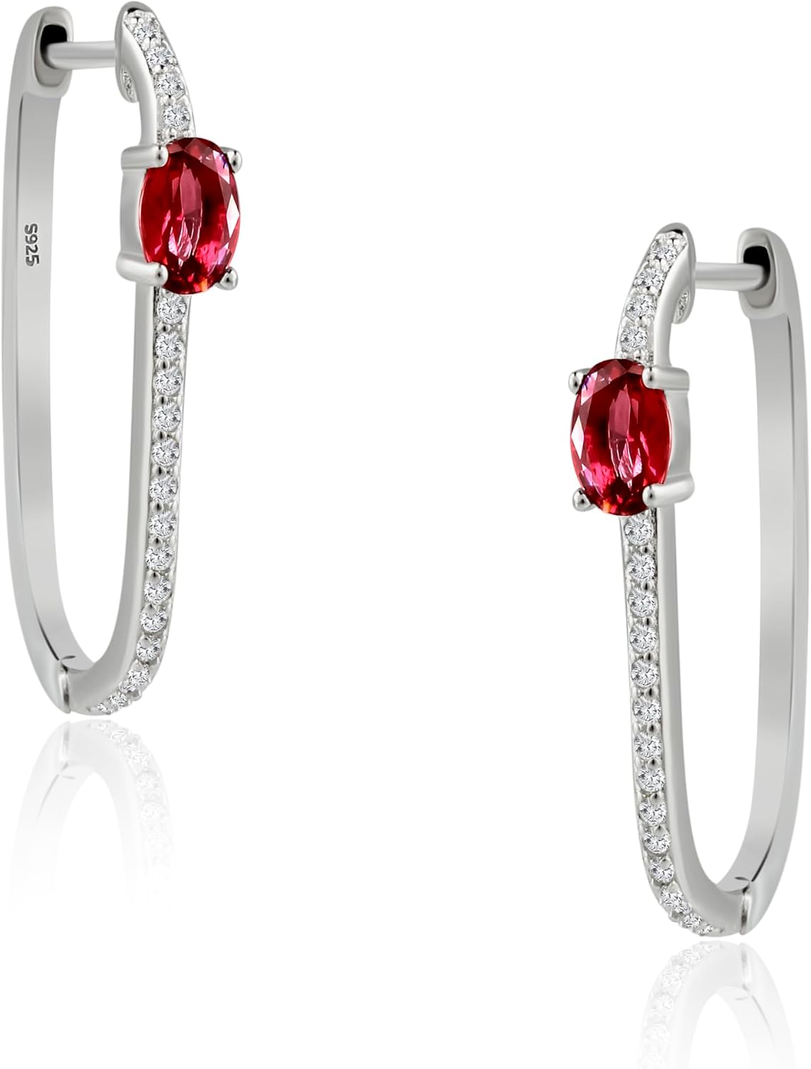 Ruby and Diamond Hoop Earrings with Rose Red Accents for Opulent Glamour and Timeless Elegance