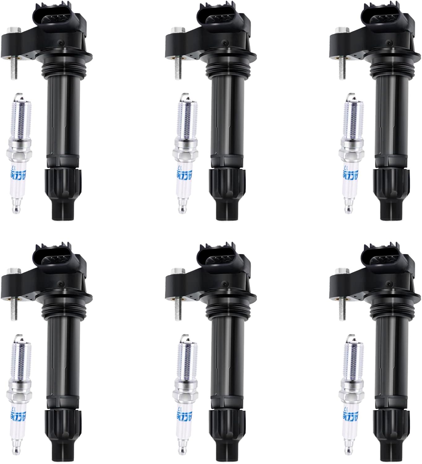 MAS Set of 6 Ignition Coils Pack&Platinum Spark Plugs Compatible with Saturn Outlook Buick Enclave Chevrolet Caprice Traverse Cadillac CTS SRX GMC Replacement for UF569 ‎C1555 5C1612