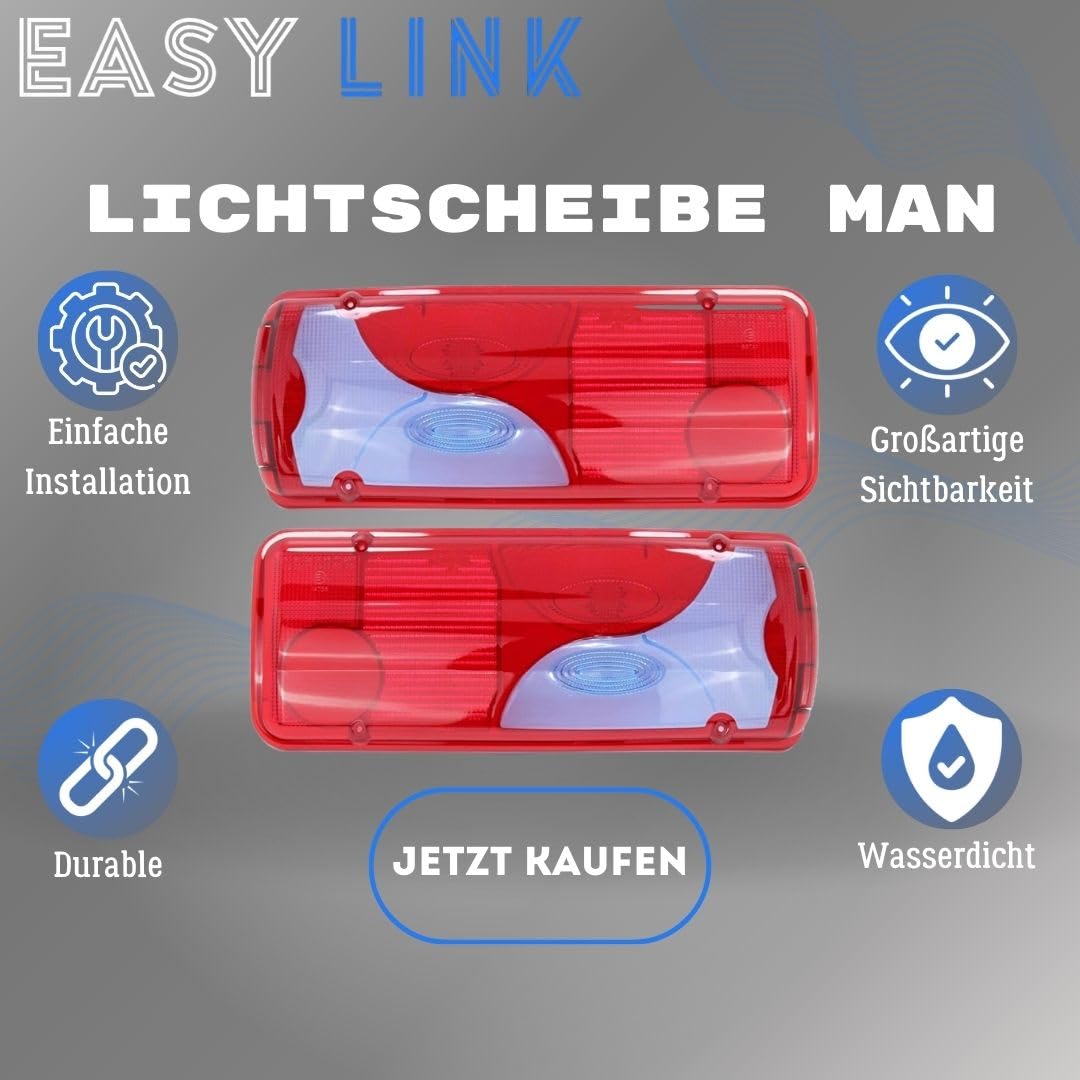 2 Pezzi Lenti per Fanali Posteriori Compatibili con MAN TGA TGL TGX TGS Mercedes Sprinter 2006-2018 Pianale VW Crafter 2006-2016 Pianale