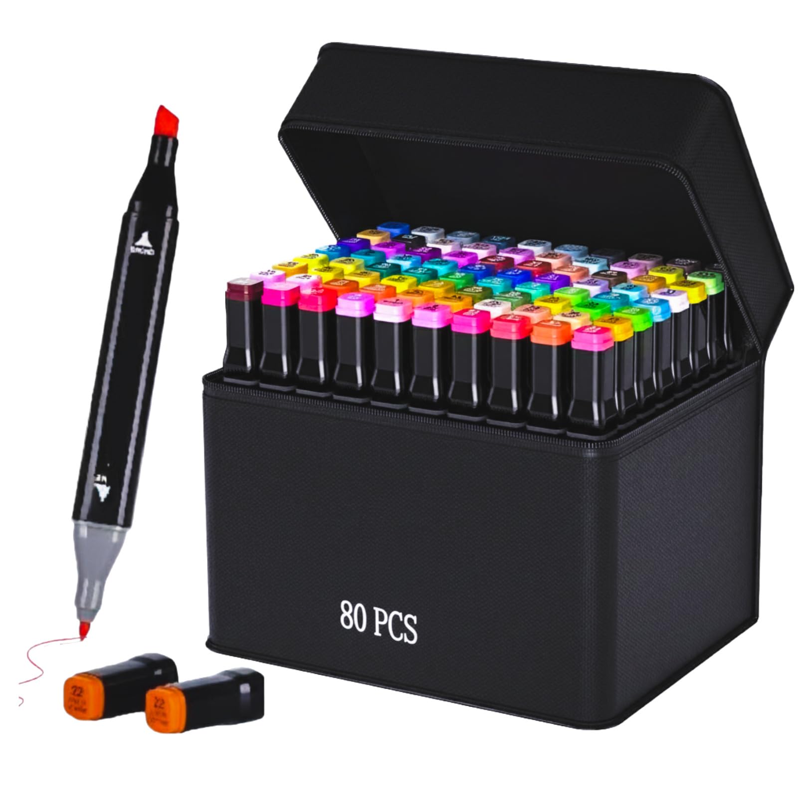 Corslet 80 Pc Dual Tip Alcohol Based Art Pens Set – 80 Vibrant
