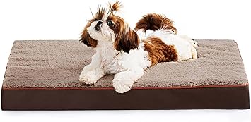 Fluffy's Foam Dog Bed for Small, Medium, Large and Extra Large Dogs/Cats -Crate Foam with Washable Bed - (Small, Brown)