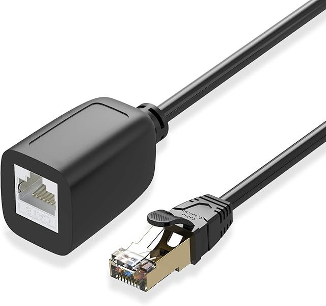 CableCreation Cat8 Ethernet Extension Cable, RJ45 Shielded Male to Female Extender,High Speed 40Gbps 2000Mhz FTP Patch Cord, UV Resistant LAN Cable,3M/10FT,Black