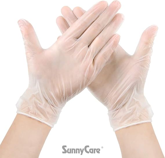SunnyCare Vinyl Disposable Gloves Powder-Free and Latex Nitrile Free, Large (1000 Count)