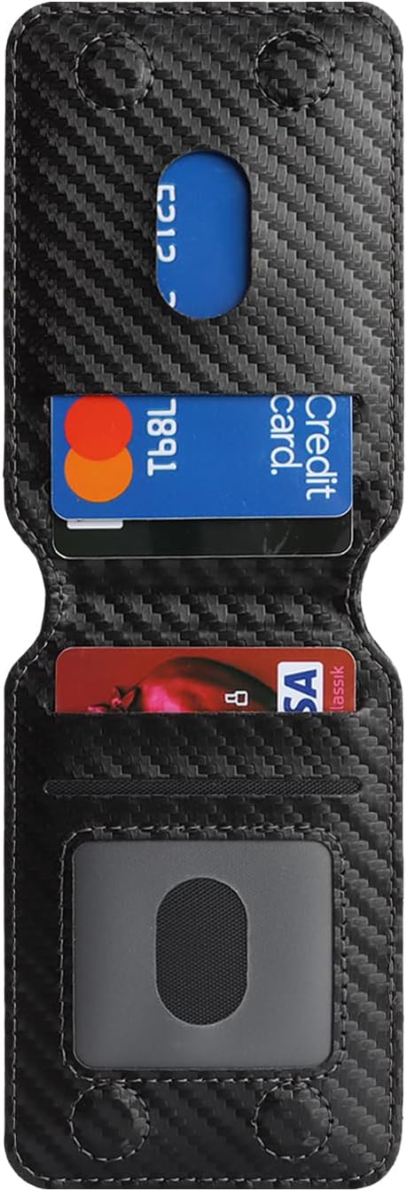 Ｈａｖａｙａ Magnetic Wallet Case for iPhone 16 Pro - Detachable 2-in-1 Carbon Fiber Cover Compatible MagSafe，with Card Holder & Kickstand - Black