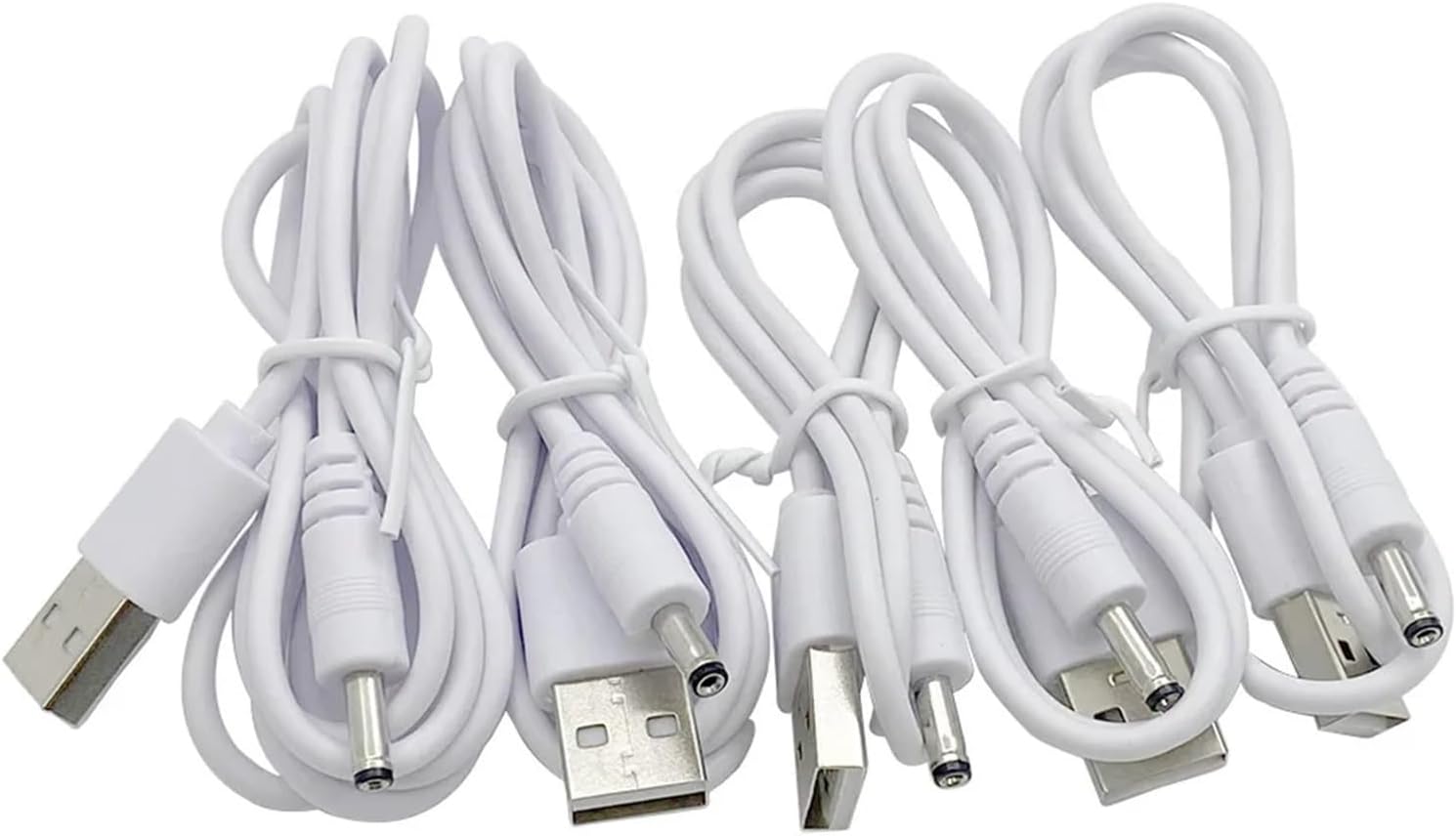 1Pcs 5V DC Power Supply USB Charge Cable Connector USB Male to 3.5 * 1.35mm DC Charging Cord Adapter(White Elbow,1M)