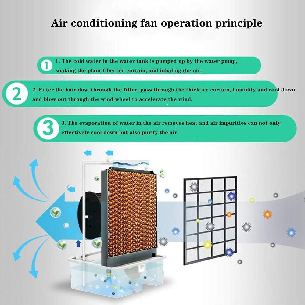 Pedestal Fans Evaporative Cooler, Portable Bladeless Air Cooler, Electric Fan&Humidifier with Remote Control, 3 Modes 3 Speeds Air Conditir for Indoor Home Office Dorms Low Noise